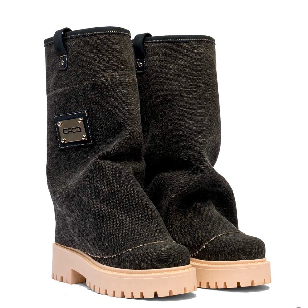 Cristian Zero3 Chunky Black Denim Boots